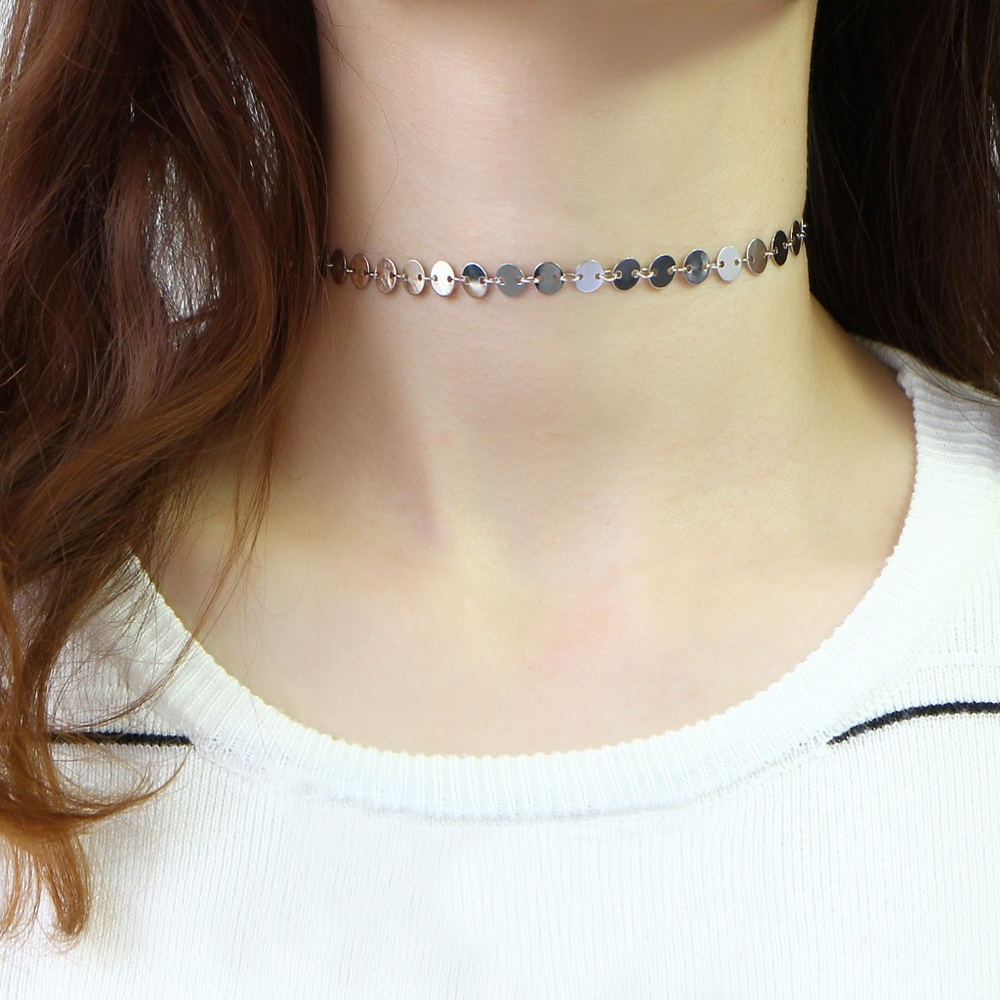 Silver Sequin Coin Choker